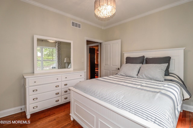 45 Sugar Hill Rd, Manahawkin, NJ 08050 - bedroom with a chandelier, wood finished floors, and crown molding
