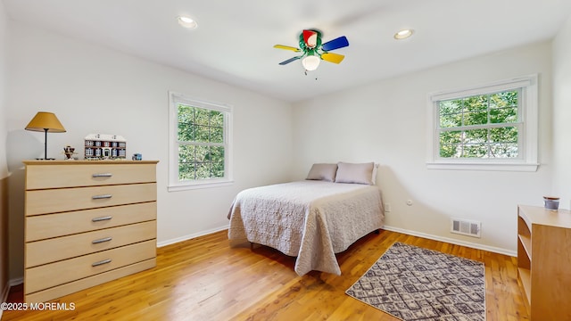 26 Appomattox Dr, Manalapan, NJ 07726 - bedroom featuring light wood-style flooring, recessed lighting, and a ceiling fan