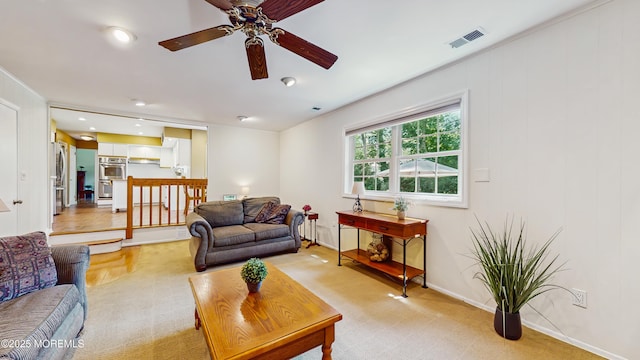 26 Appomattox Dr, Manalapan, NJ 07726 - living area featuring light carpet and a ceiling fan