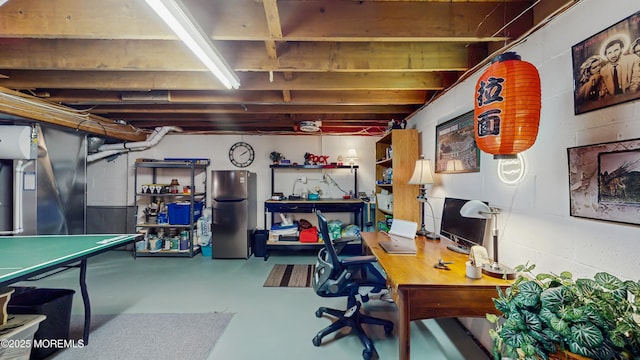 26 Appomattox Dr, Manalapan, NJ 07726 - office with finished concrete floors and concrete block wall