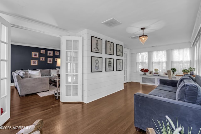 6 Buttonwood Dr, Shrewsbury Boro, NJ 07702 - living room with ornamental molding and wood finished floors