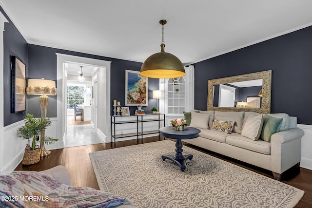6 Buttonwood Dr, Shrewsbury Boro, NJ 07702 - living area with ornamental molding and wood finished floors