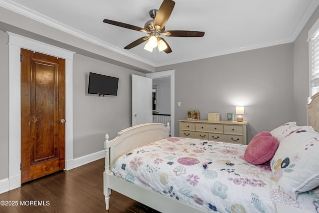 6 Buttonwood Dr, Shrewsbury Boro, NJ 07702 - bedroom featuring wood finished floors, ornamental molding, and a ceiling fan