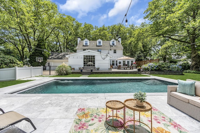 6 Buttonwood Dr, Shrewsbury Boro, NJ 07702 - view of pool featuring a patio area, an outbuilding, an exterior structure, a deck, and an outdoor hangout area