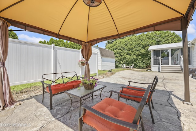 23 Norlaine Dr, Cookstown, NJ 08511 - view of patio / terrace with a gazebo, entry steps, and a sunroom