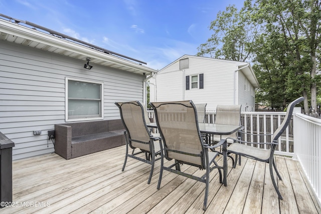 235 Willow Ln, Forked River, NJ 08731 - wooden deck featuring outdoor dining space