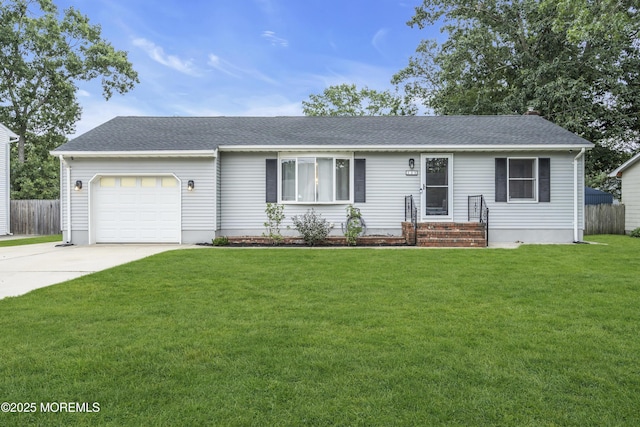 235 Willow Ln, Forked River, NJ 08731 - ranch-style house featuring a garage, concrete driveway, and a shingled roof