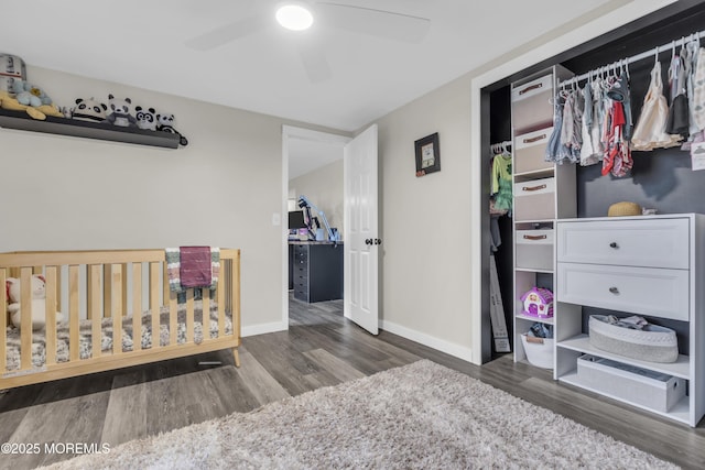 235 Willow Ln, Forked River, NJ 08731 - bedroom with wood finished floors, a closet, and ceiling fan