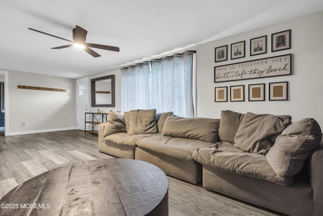 235 Willow Ln, Forked River, NJ 08731 - living area featuring a ceiling fan and wood finished floors