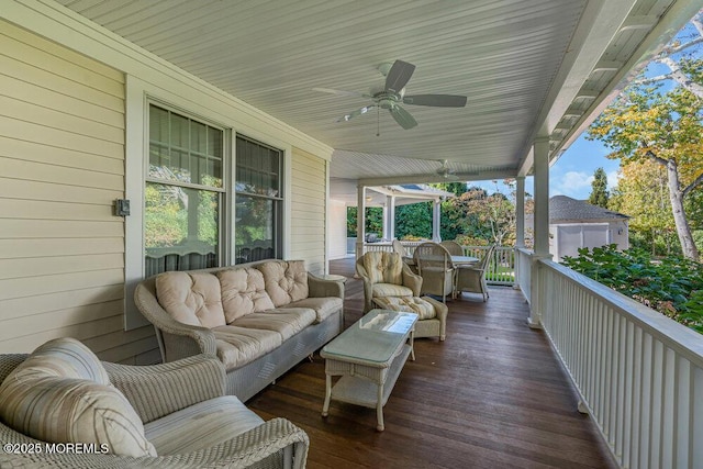 1905 3rd Ave, Spring Lake, NJ 07762 - wooden terrace with ceiling fan and an outdoor hangout area