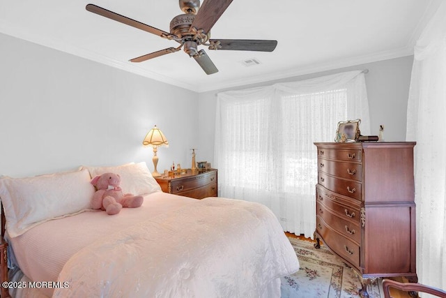 1905 3rd Ave, Spring Lake, NJ 07762 - bedroom with crown molding, light wood-style floors, and ceiling fan