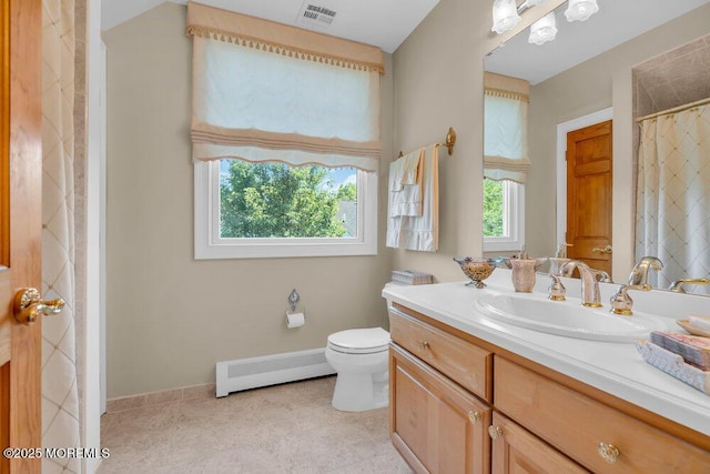 1905 3rd Ave, Spring Lake, NJ 07762 - full bathroom with a baseboard heating unit, vanity, and a shower with shower curtain