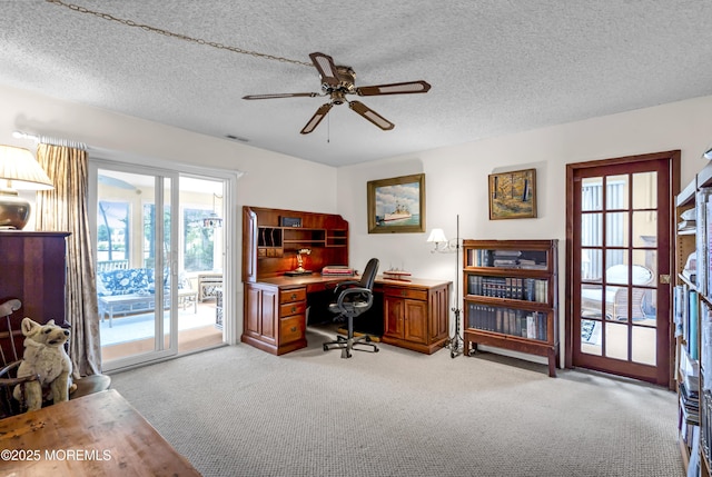 35 Tahoe Ln, Stafford, NJ 08050 - office space featuring light colored carpet, a ceiling fan, and a textured ceiling