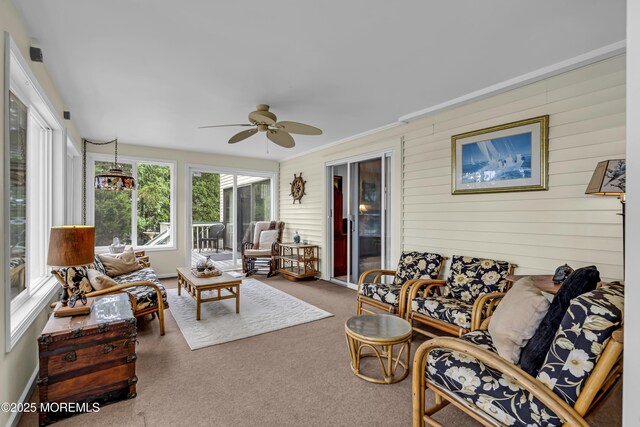 35 Tahoe Ln, Stafford, NJ 08050 - sunroom with a ceiling fan and an outdoor living space
