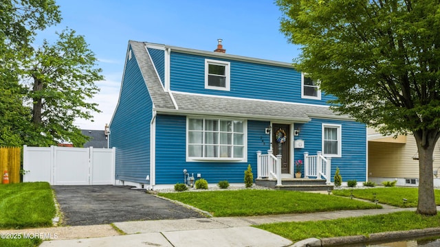 243 Donald Ave, Rahway, NJ 07065 - view of front facade with a shingled roof, a chimney, and a gate