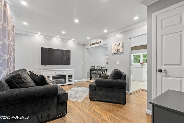 243 Donald Ave, Rahway, NJ 07065 - living area with ornamental molding, light wood-style floors, and recessed lighting