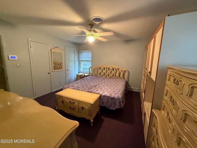 34 Woodbrook Cir, Westfield, NJ 07090 - bedroom with ceiling fan and baseboard heating