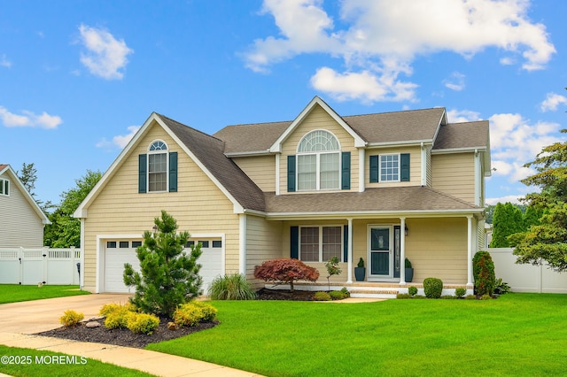 12 Diane Dr, Brick, NJ 08724 - traditional-style house with a garage, driveway, roof with shingles, and covered porch