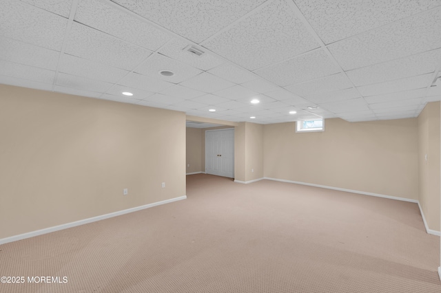 12 Diane Dr, Brick, NJ 08724 - basement with carpet, a drop ceiling, and recessed lighting