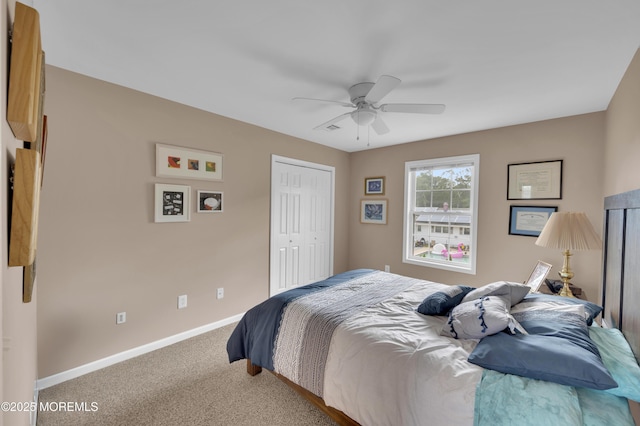 12 Diane Dr, Brick, NJ 08724 - bedroom with carpet floors, a closet, and a ceiling fan