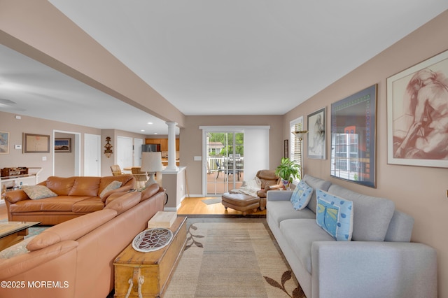 12 Diane Dr, Brick, NJ 08724 - living room with decorative columns, light wood finished floors, and recessed lighting
