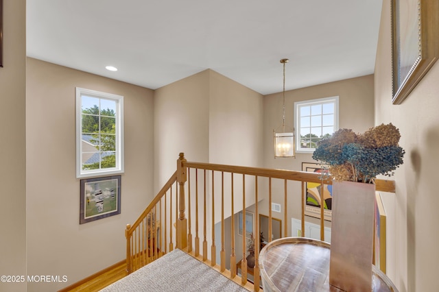 12 Diane Dr, Brick, NJ 08724 - staircase featuring plenty of natural light, wood finished floors, recessed lighting, and a chandelier