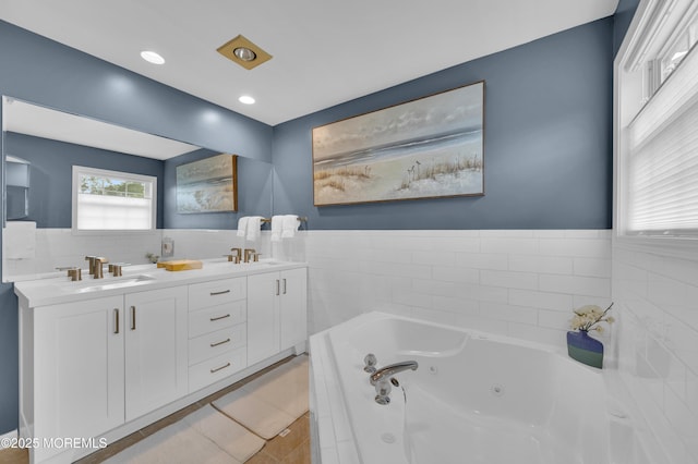 12 Diane Dr, Brick, NJ 08724 - bathroom with double vanity and a jetted tub