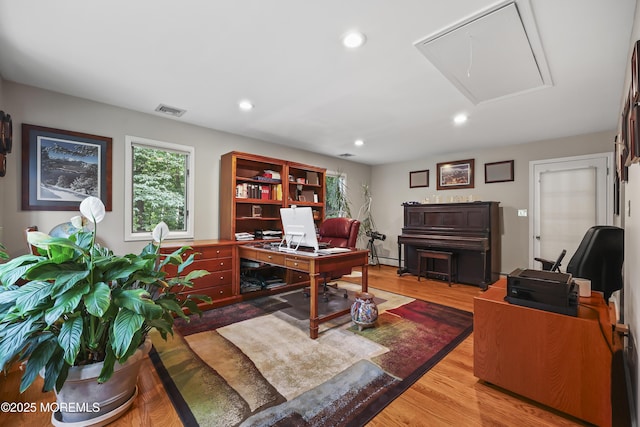 6 Stoecker Rd, Holmdel, NJ 07733 - office area featuring attic access, light wood-style floors, and recessed lighting