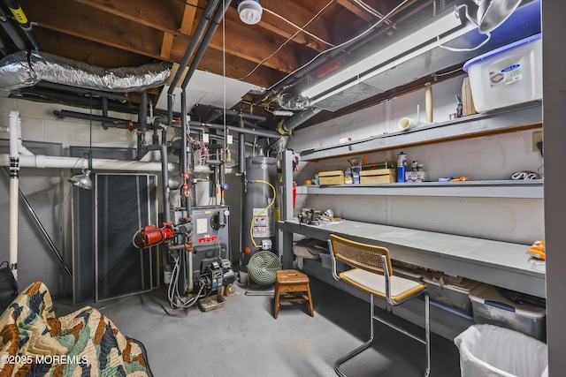 6 Stoecker Rd, Holmdel, NJ 07733 - unfinished basement featuring gas water heater and a heating unit