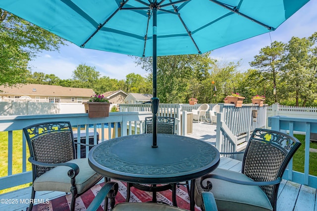 414 Riverview Rd, Forked River, NJ 08731 - wooden terrace with outdoor dining space