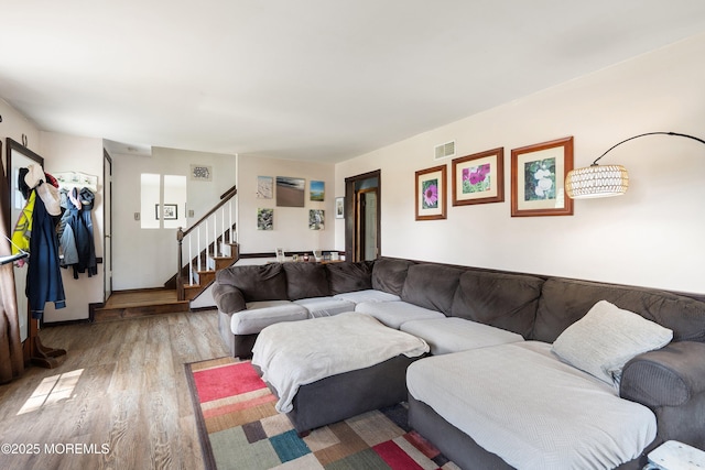 343 Clifton Ave, Bayville, NJ 08721 - living room with wood finished floors and stairs