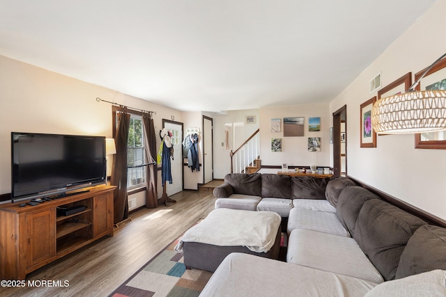343 Clifton Ave, Bayville, NJ 08721 - living area featuring stairs and wood finished floors