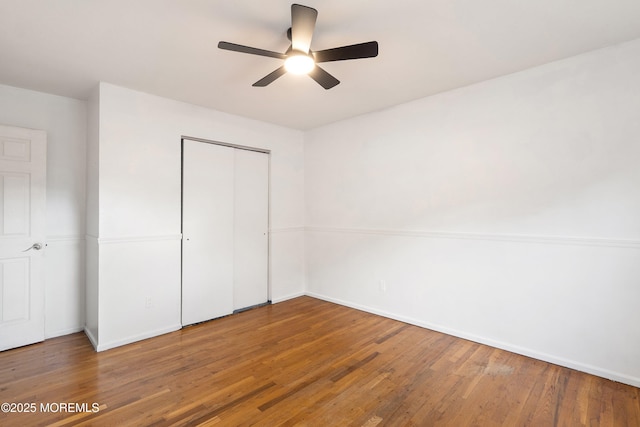 343 Clifton Ave, Bayville, NJ 08721 - unfurnished bedroom featuring wood finished floors, a closet, and ceiling fan