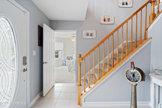 164 Morris Blvd, Beach Haven West, NJ 08050 - foyer entrance with stairs, a ceiling fan, and tile patterned flooring