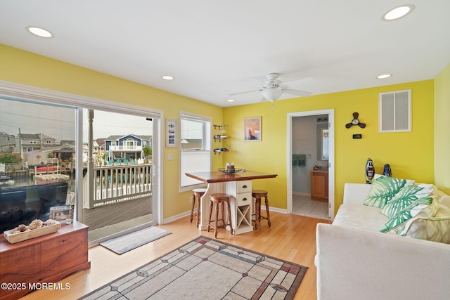 164 Morris Blvd, Beach Haven West, NJ 08050 - living area featuring light wood-style flooring, ceiling fan, and recessed lighting
