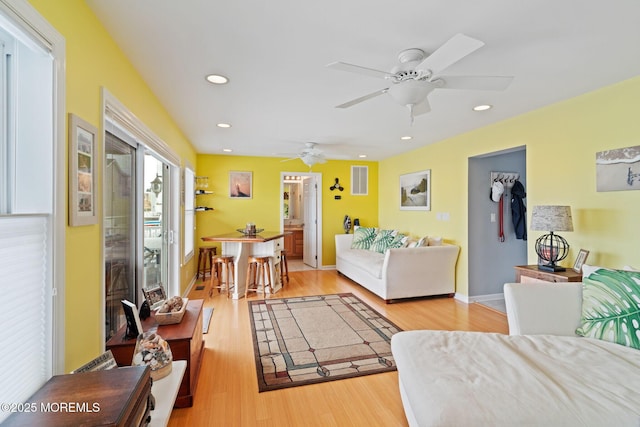 164 Morris Blvd, Beach Haven West, NJ 08050 - living area featuring light wood finished floors, recessed lighting, and a ceiling fan