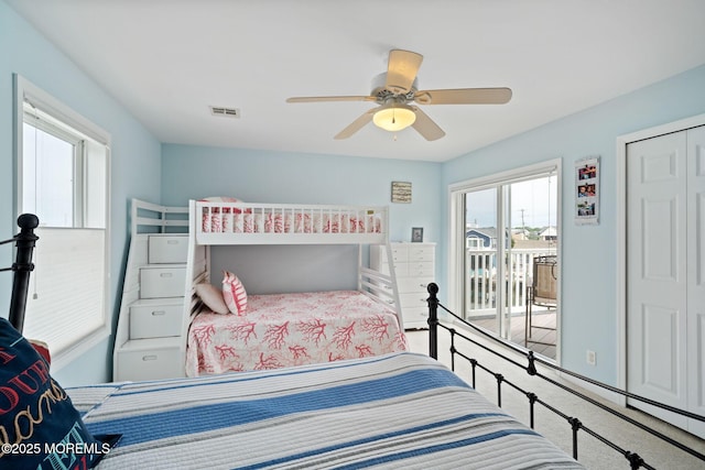 164 Morris Blvd, Beach Haven West, NJ 08050 - bedroom with access to exterior, ceiling fan, carpet flooring, and a closet