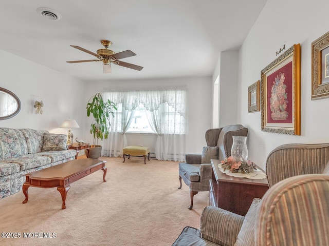 136 Georgetown Rd, Toms River, NJ 08757 - carpeted living room with a ceiling fan