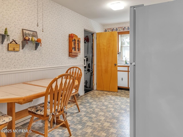 136 Georgetown Rd, Toms River, NJ 08757 - dining area with a wainscoted wall and wallpapered walls