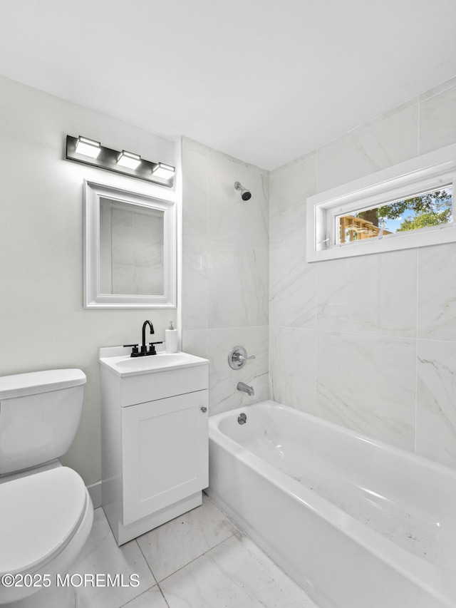 37 Bryant Dr, Jackson, NJ 08527 - full bathroom featuring vanity, shower / bathtub combination, and marble look tile flooring