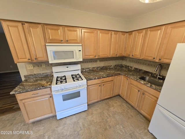 1236 Bewick St, Toms River, NJ 08753 - kitchen featuring white appliances and dark stone countertops