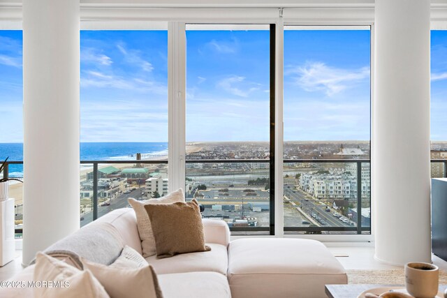 1101 Ocean Ave Unit 1404, Asbury Park, NJ 07712 - living area featuring a water view and a view of city