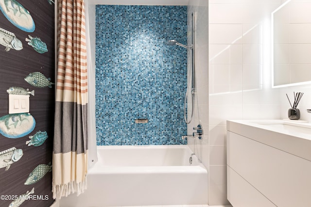 1101 Ocean Ave Unit 1404, Asbury Park, NJ 07712 - bathroom featuring shower / tub combo with curtain and vanity