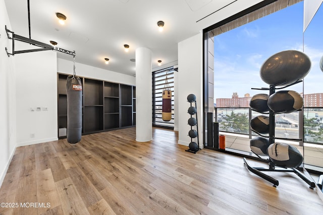 1101 Ocean Ave Unit 1404, Asbury Park, NJ 07712 - exercise room featuring light wood-type flooring and healthy amount of natural light