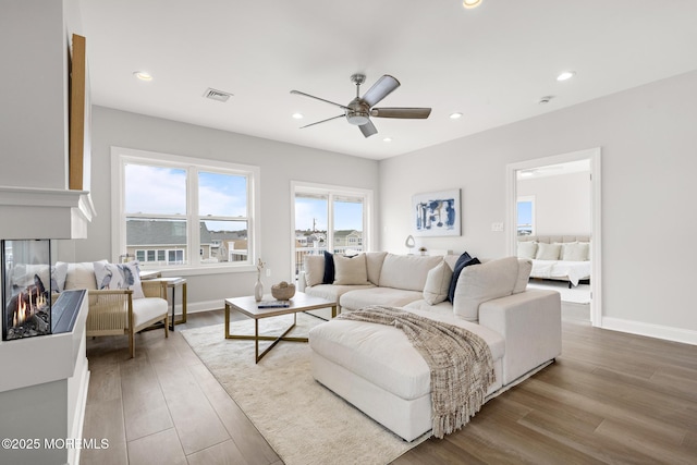 56 Gregg Dr, Beach Haven West, NJ 08050 - living area featuring ceiling fan, wood finished floors, and recessed lighting