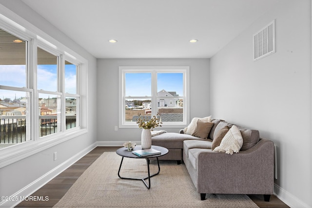 56 Gregg Dr, Beach Haven West, NJ 08050 - living area with dark wood-style floors and recessed lighting