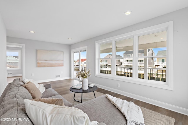 56 Gregg Dr, Beach Haven West, NJ 08050 - living room featuring wood finished floors and recessed lighting
