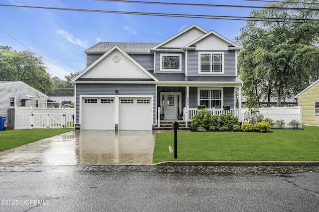 798A Warren St Unit A, Toms River, NJ 08753 - view of front of house featuring a gate, a porch, driveway, roof with shingles, and a garage