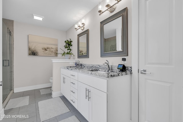 798A Warren St Unit A, Toms River, NJ 08753 - bathroom featuring double vanity, a shower with door, and tile patterned floors