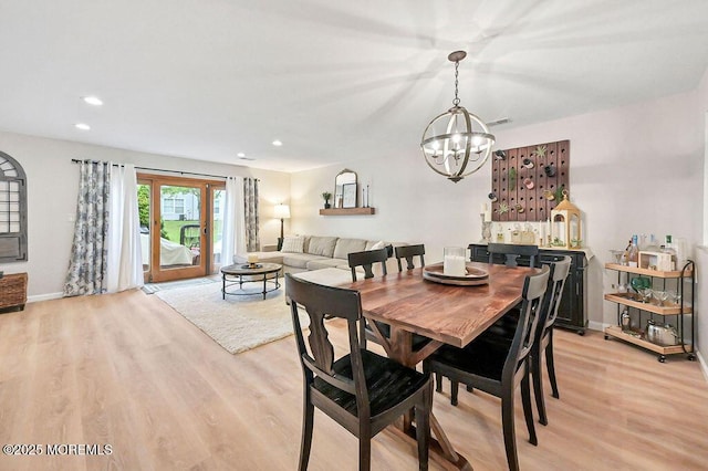 49 Scarborough Ct Unit 3, Freehold, NJ 07728 - dining space with a chandelier, light wood-style flooring, and recessed lighting